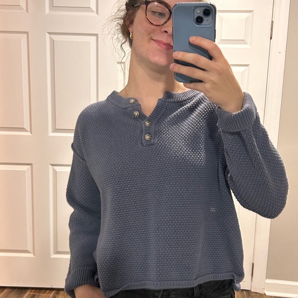 Sincerely Jules Textured Blue Sweater